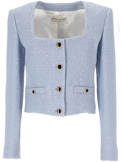 Light blue tweed sequin jacket ALESSANDRA RICH | FABX3839F43821871